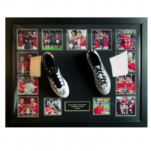 Manchester United F.C. Giggs & Scholes Signed Boots (Dual Framed)