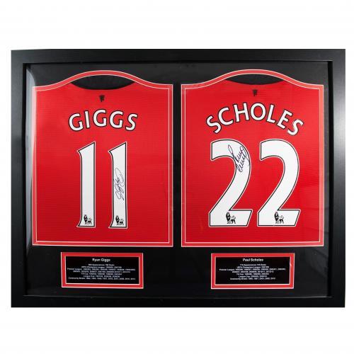Manchester United F.C. Giggs & Scholes Signed Shirts (Dual Framed)