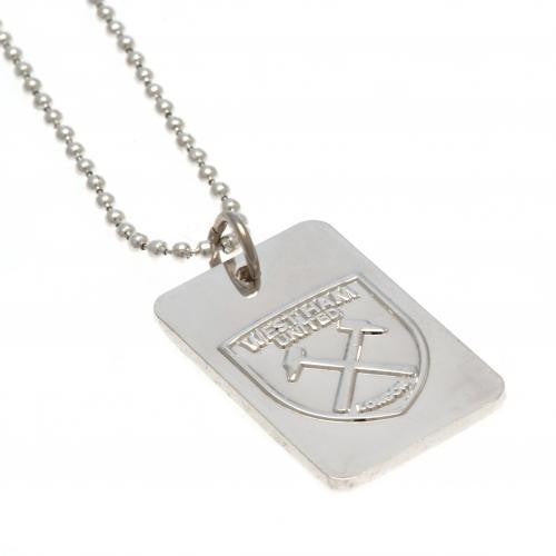 West Ham United F.C. Silver Plated Dog Tag & Chain