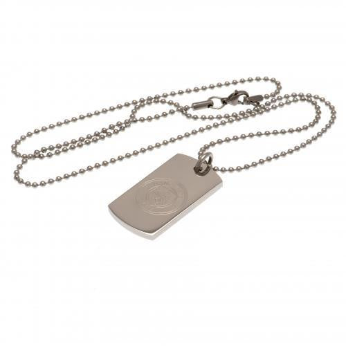 Manchester City F.C. Engraved Crest Dog Tag & Chain