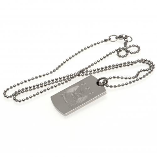 Manchester City F.C. Engraved Crest Dog Tag & Chain EC