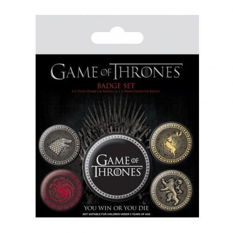Game Of Thrones Button Badge Set Houses